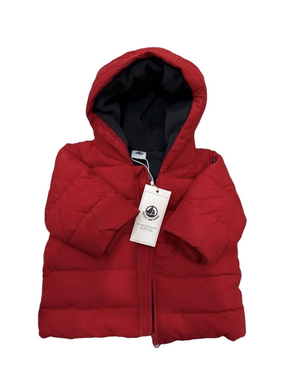 Petit Bateau Newborn classic pillar box red puffer coat Size: 0-3 months / 60cm